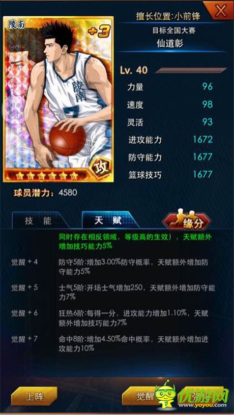 灌籃高手手游球員類型屬性及天賦詳解